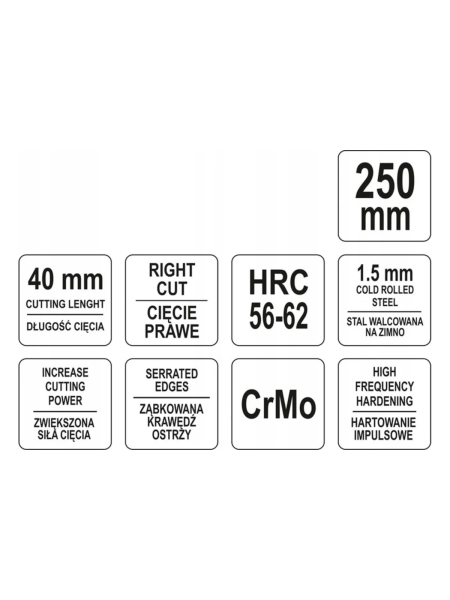 Ножницы по металлу YATO правые 250мм YT-1961
