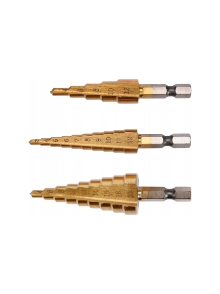 Набор ступенчатых сверл 3-12, 4-12, 4-20 мм 3 предмета YATO YT-44731