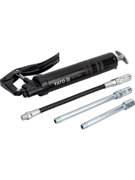 Шприц YATO для консистентной смазки 120мл с жестким и гибким шлангом под запасную тубу YT-0701 39860701 092 1