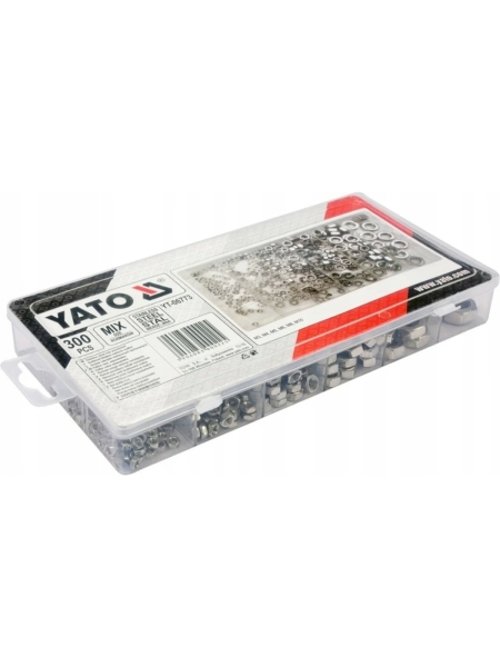 Набор стальных нержавеющих гаек YATO 300 шт. (пластиковый кейс) YT-06773