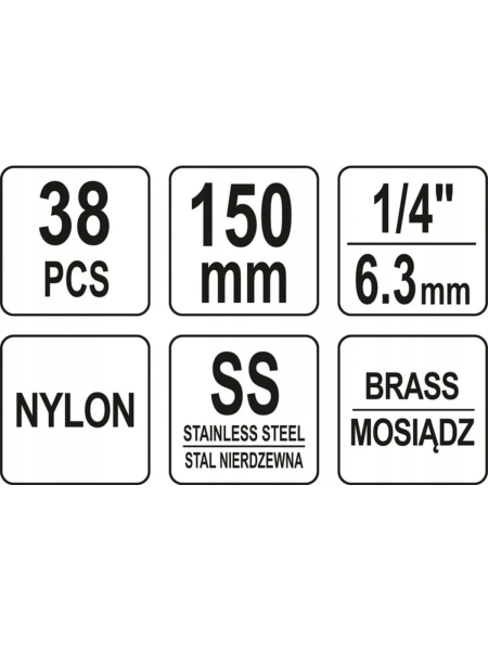 Ерши для чистки гнёзд свечей зажигания YATO 38 предметов YT-08196
