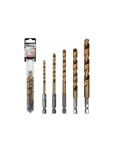 Набор сверл по металлу с хвостиком YATO 1/4 HEX (5 шт.) титан 4-10 мм YT-44700 3624024700092 1