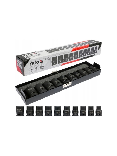 Набор торцевых ударных головок 10 шт, 1/2", 10-22 мм YATO YT-1025