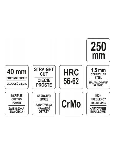 Ножницы по металлу YATO прямые 250 мм YT-1962