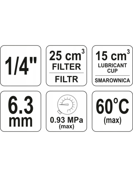 Фильтр-редуктор + смаз. прибор YATO 1/4 25см3 YT-2384 36992384 092 1