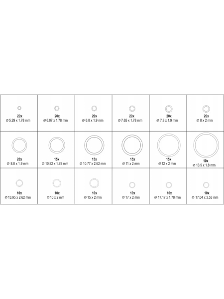 Набор резиновых прокладок для системы кондиционирования воздуха YATO 270шт. YT-06879 394906879 092 1