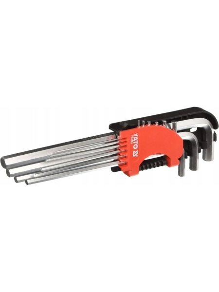 Набор торцовых удлиненных ключей YATO HEX 1,5-10 мм, CV, 9 предметов, кассета YT-0501