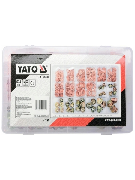 Набор медных шайб и сливных пробок 534 предмета YATO YT-06864