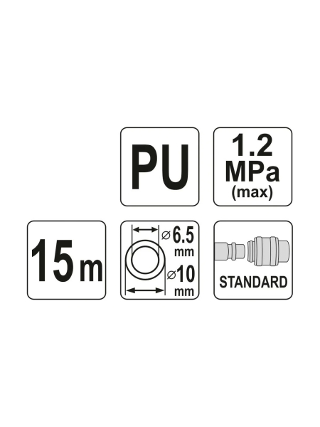 Шланг спиральный (15 м; 6.5х10 мм; PU) YATO YT-24206