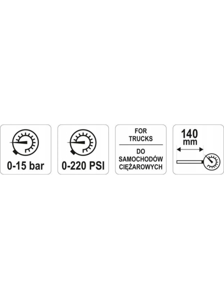 Манометр для грузовых автомобилей YATO YT-24301