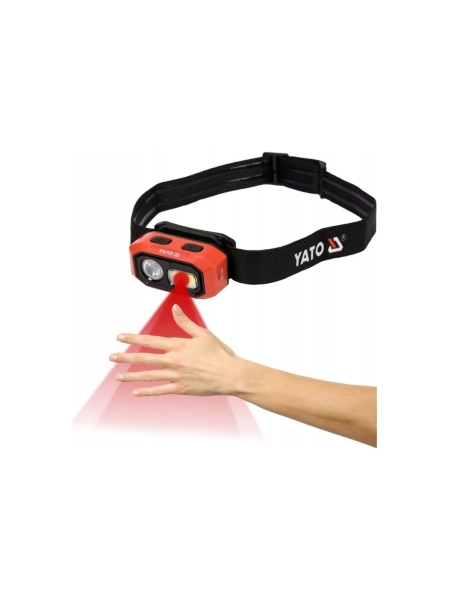 Налобный аккумуляторный фонарь YATO 480лм (датчик движения) YT-08592