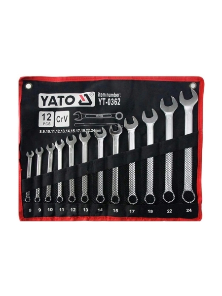 Набор комбинированных ключей YATO 8-24 мм 12шт САТИН YT-0362
