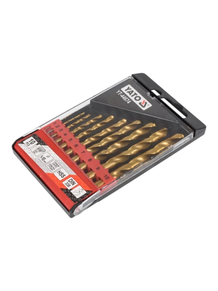Набор сверл по металлу HSS-TiN 1-10 мм, 10 предметов YATO YT-44674