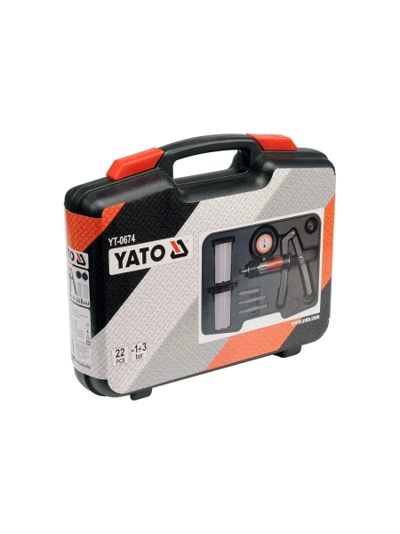 Вакуумный насос с принадлежностями YATO 22 предмета, пластиковый кейс YT-0674