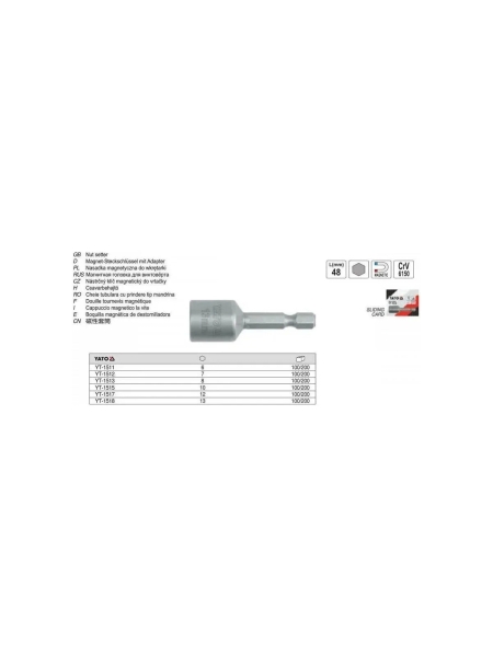 Головка торцовая магнитная (8х48 мм; 1/4") YATO YT-1513