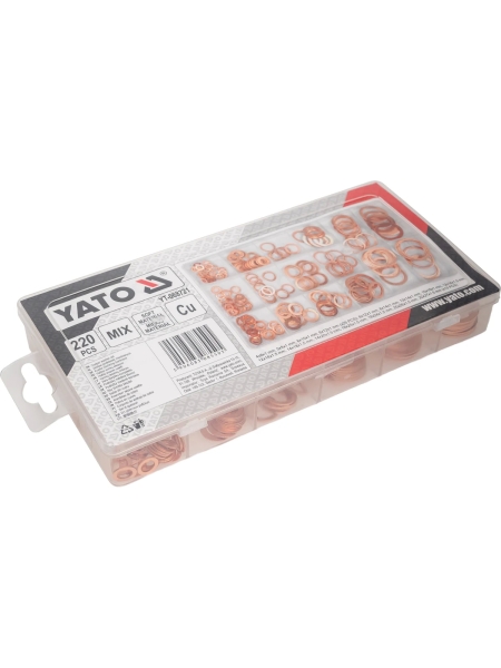 Набор мягких медных шайб 220 шт, YATO YT-068721