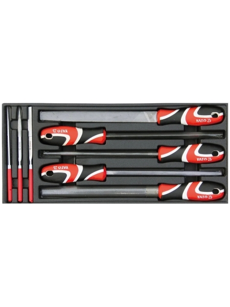 Набор напильников и надфилей YATO в ПВХ поддоне для сервисных шкафов, 8 предметов YT-55440