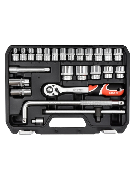 Набор головок с трещоткой YATO 1/2'', 25пр YT-38741