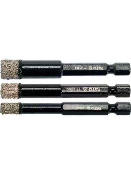 Набор алмазных коронок по плитке YATO 6,8,10мм YT-60409 345760409 092 1