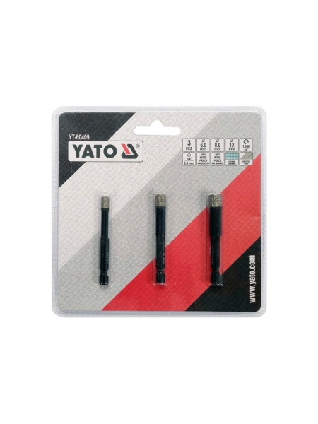 Набор алмазных коронок по плитке YATO 6,8,10мм YT-60409 345760409 092 1