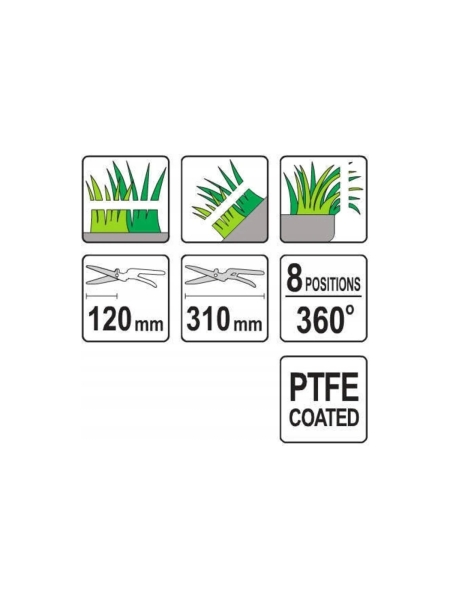 Ножницы для резки травы YATO 310 мм, 8 позиций, 360 градусов, тефлон YT-8852