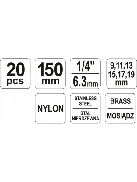 Набор ершей с наружной резьбой YATO 20 предметов в сумке YT-08195 369708195 092 1