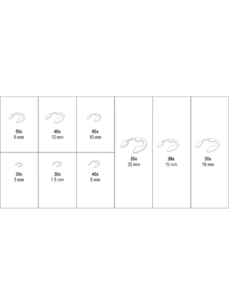 Набор Е-образных стопорных колец YATO 300 пр. YT-06884 394906884 092 1