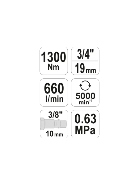 Пневматический гайковерт YATO 3/4", 1300 Нм YT-09564