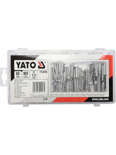 Набор штифтов с отверстиями под шплинт YATO 60 пр. YT-06786
