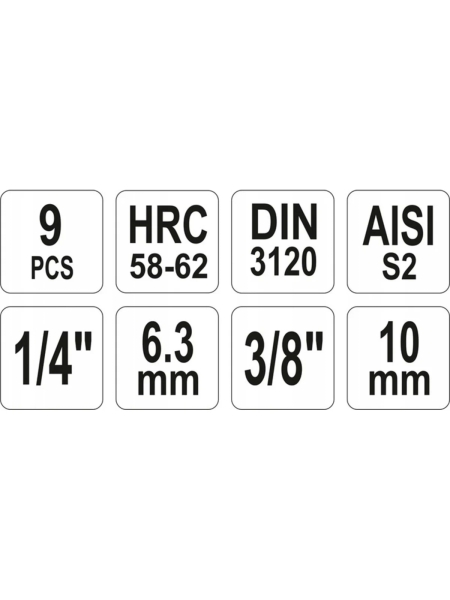 Наб. торц. головок YATO со вставкой HEX 9шт. YT-04401 371404401 092 1