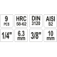 Наб. торц. головок YATO со вставкой HEX 9шт. YT-04401 371404401 092 1