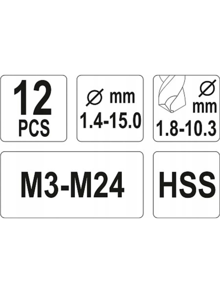 Экстракторы сверление-извлечение обломанных болтов YATO YT-0591 37140591 092 1