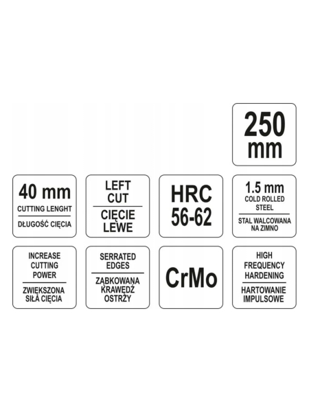 Ножницы по металлу YATO левые, 250мм YT-1960