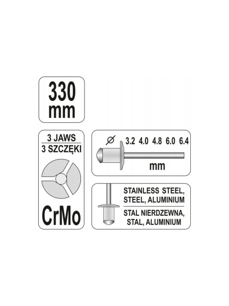 Двуручный заклепочник 3,2 - 6,4мм YATO YT-3609