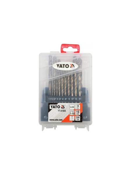 Набор сверл по металлу CO-HSS 19 предметов, 1-10 мм YATO YT-41604