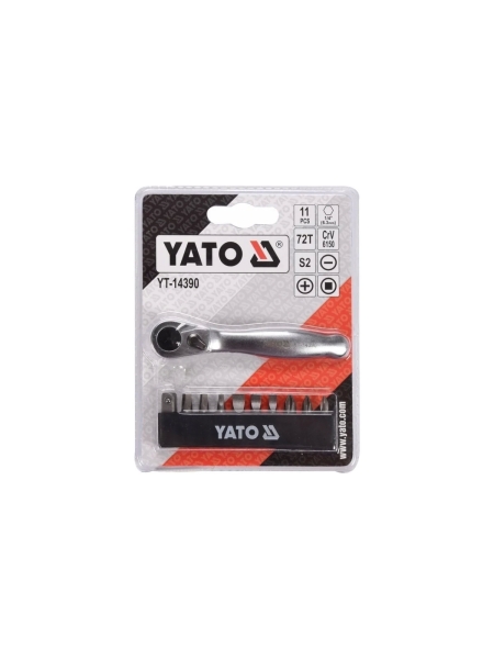 Набор бит с трещоткой YATO 1/4", 11 предметов YT-14390