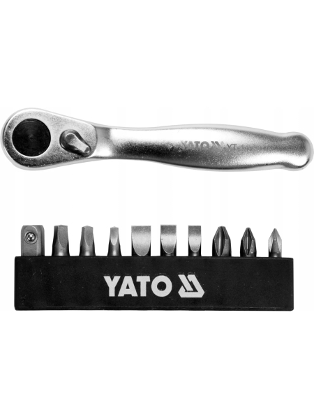 Набор бит с трещоткой YATO 1/4", 11 предметов YT-14390