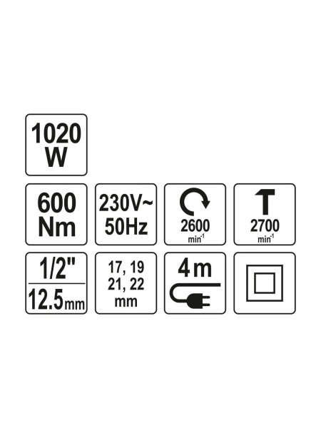 Гайковерт элект. ударный YATO 1/2",600Нм YT-82021 370282021 092 1