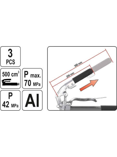 Шприц для консистентной смазки YATO 500см YT-0704
