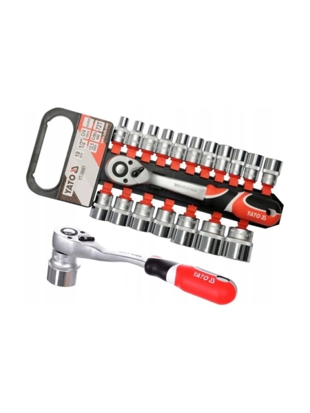 Набор головок с трещоткой YATO 1/2", 19 пр YT-38681 371438681 092 1