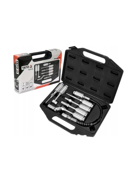 Набор наконечников для маслёнок YATO 7 предметов в пластиковом кейсе YT-07110