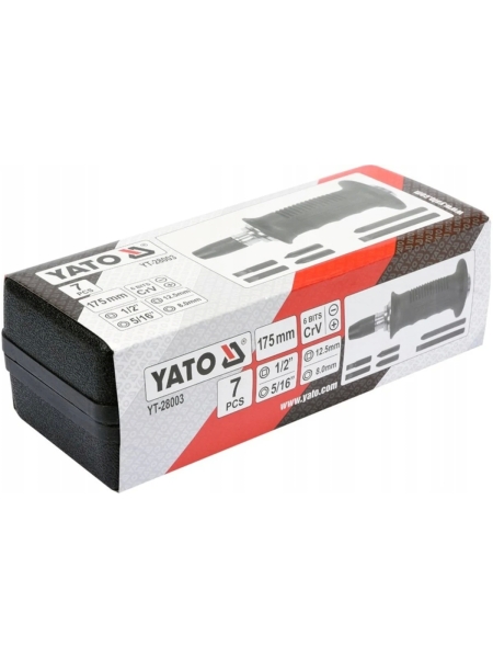Ударная отвертка YATO с битами 7 предметов пластиковая ручка YT-28003
