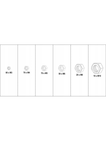 Набор стальных гаек YATO 300 шт. (пластиковый кейс) YT-06772 371406772 092 1