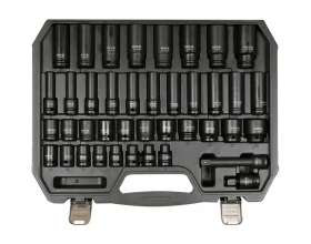 Набор головок торцовых 1/2"DR, длинные, короткие, 9-30 мм, ударные с переходниками, 40 предметов YATO YT-10555