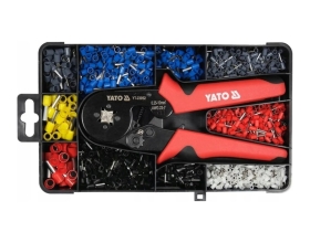 Клещи для опрессовки гильзовых разъемов YATO на проводах 0,25-10 мм2, 1200 шт. гильзовых разъемов YT-23052