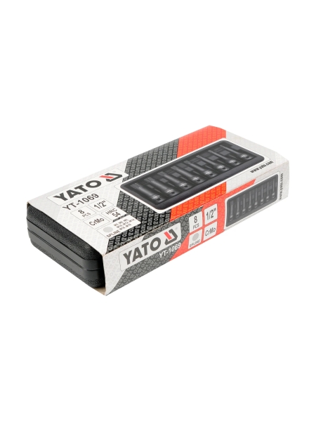 Набор ударных головок-бит SPLINE 8 шт, 1/2" YATO YT-1069
