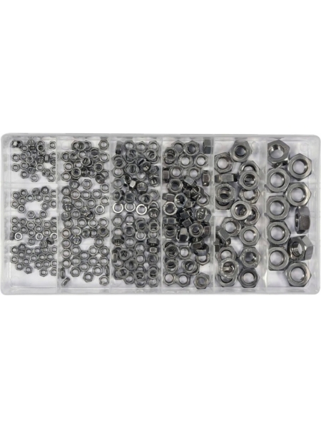 Набор стальных нержавеющих гаек YATO 300 шт. (пластиковый кейс) YT-06773