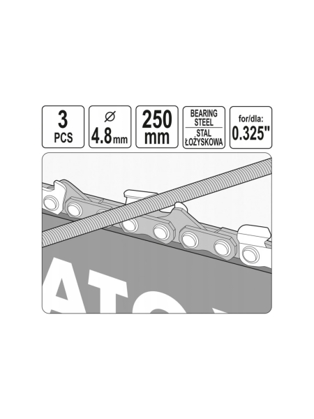 Напильники для заточки цепи 4.8 мм, 3 шт YATO YT-85027