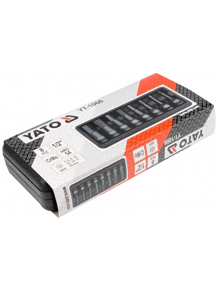 Набор ударных головок-бит YATO HEX 1/2" 8пр YT-1066 37141066 092 1
