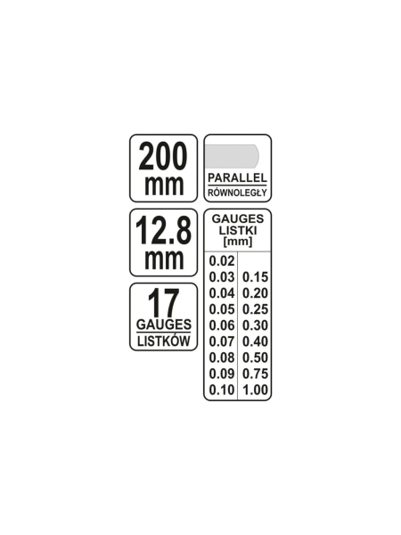 Измерительные щупы YATO 200мм 17шт. 0,02-1мм YT-7221